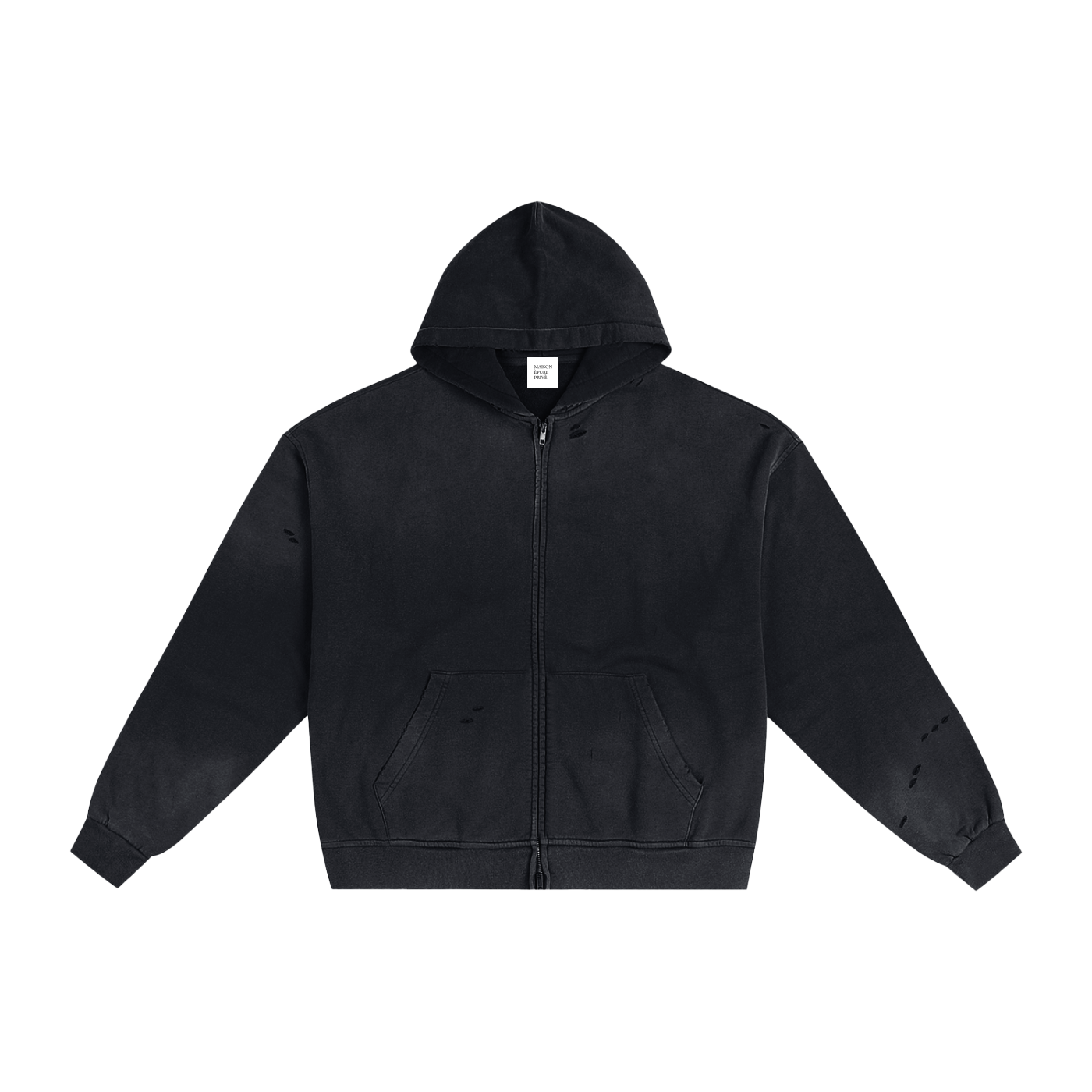 Hand-Frayed Sunfade Zip Hoodie — Ash Ritual