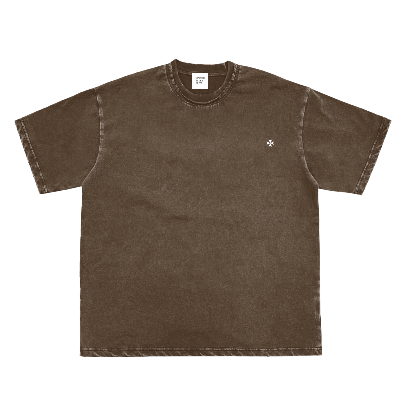 Double Neckline Scattered Edge Frayed Vintage Washed T-Shirt