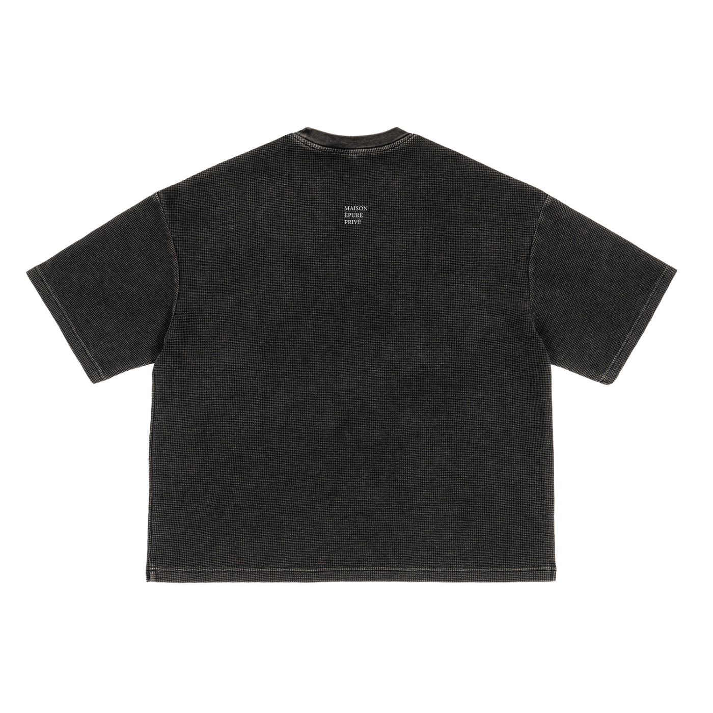 Vintage Washed Boxy Waffle Tee — Onyx Fade