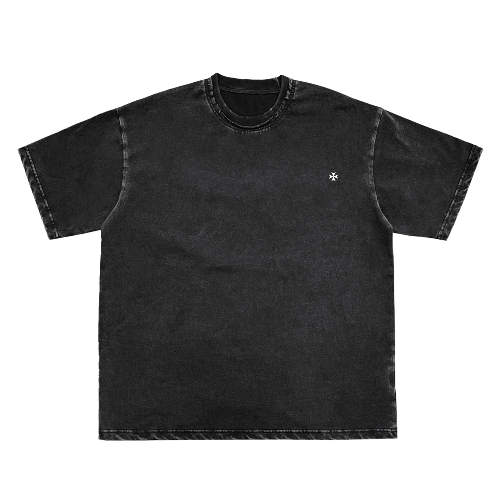 Double Neckline Scattered Edge Frayed Vintage Washed T-Shirt